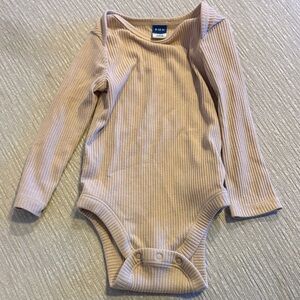 Ribbed Tan Long Sleeve Baby Onesie